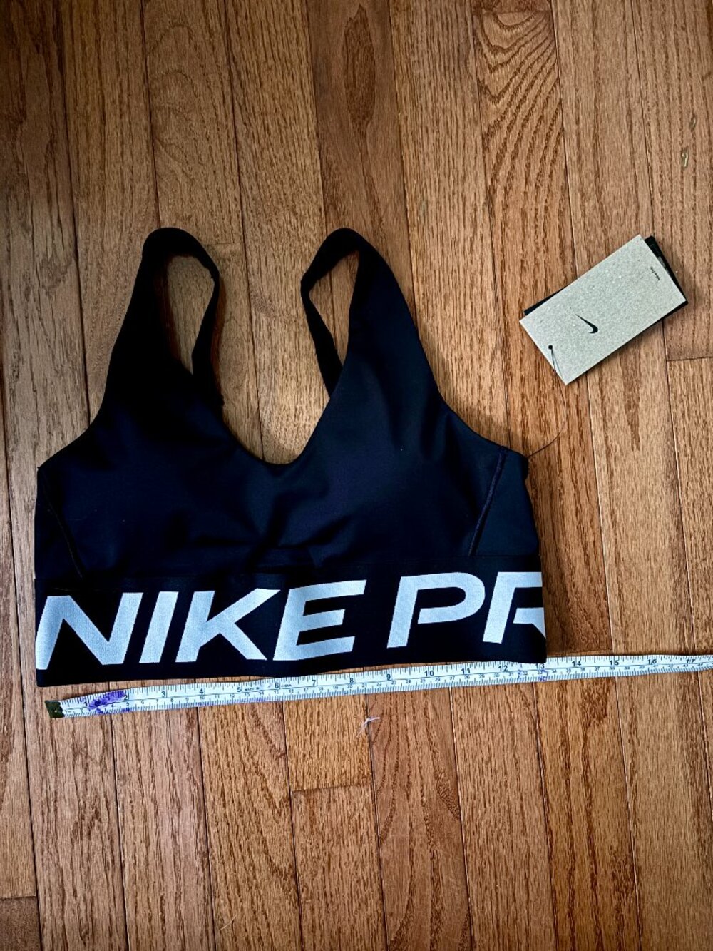Nike Pro Black Sports Bra Logo Elastic Band Athletic Crop Top